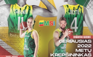 Sabonis ir Jocytė – geriausi 2022-ųjų Lietuvos krepšininkai